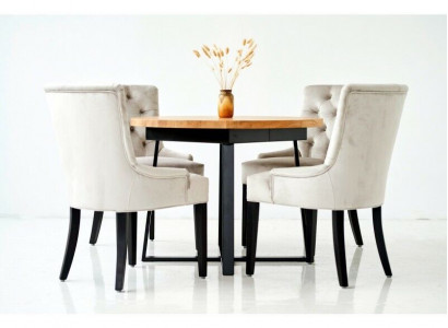 Design Dining room Table + 6 Chesterfield Armchairs Seat Group Chairs